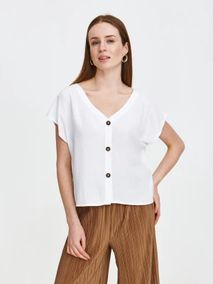 Rustykalna bluzka z domieszką lnu Top Secret