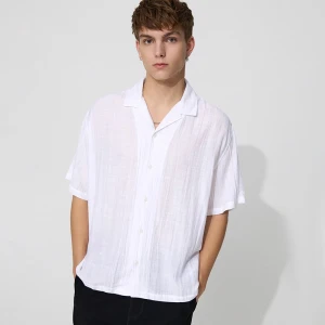 Rustykalna koszula z krótkim rękawem biała House