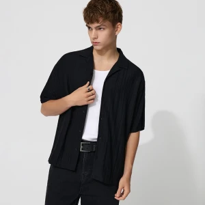 Rustykalna koszula z krótkim rękawem czarna House