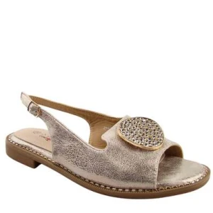 S.Barski KV51-083 sandały damskie z ozdobą comfort złote