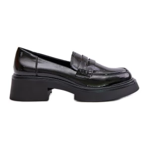 S.Barski Lakierowane Mokasyny Loafersy Damskie D&amp;A JC42-62 Czarne