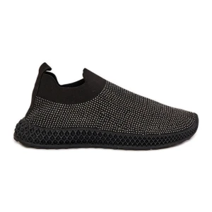 S.Barski Wsuwane Buty Sportowe Damskie Ze Zdobieniem TW121 Czarne