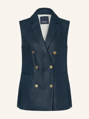 S Max Mara Kamizelka Blezerowa Bird Z Lnu blau