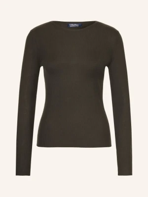S Max Mara Koszulka Z Długim Rękawem Disegno gruen CIEMNOBRĄZOWY