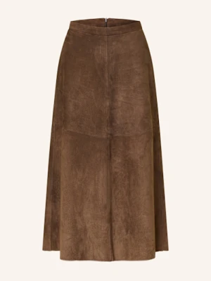 S Max Mara Spódnica Skórzana Cipria braun