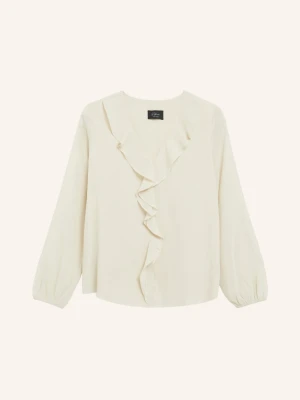 S.Oliver Black Label Bluzka Koszulowa Z Falbanami beige JASNOBRĄZOWY