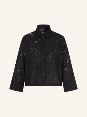 S.Oliver Black Label Bluzka Koszulowa Z Koronki Ażurowanej Z Rękawami 3/4 schwarz