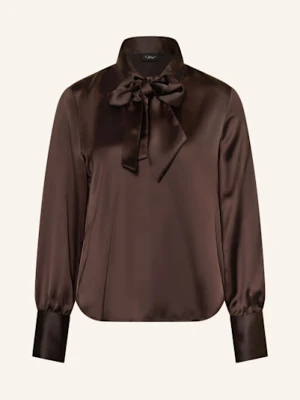 S.Oliver Black Label Bluzka Z Wiązaniem Pod Szyją Z Satyny braun