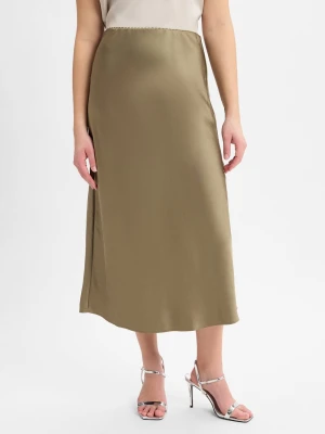 s.Oliver BLACK LABEL Damska spódnica midi Kobiety zielony jednolity,