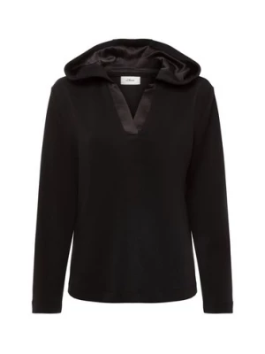 s.Oliver BLACK LABEL Damski sweter z kapturem Kobiety Modal czarny jednolity,