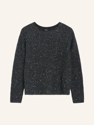 S.Oliver Black Label Sweter Z Cekinami grau CZIEMNOSZARY