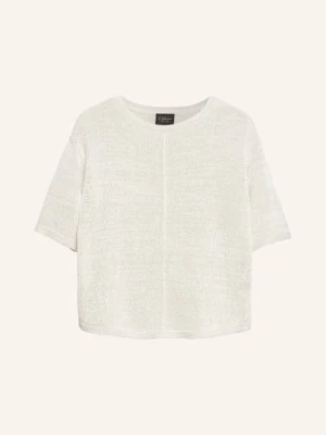 S.Oliver Black Label Sweter Z Dzianiny Z Brokatową Przędzą weiss
