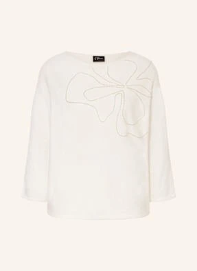 S.Oliver Black Label Sweter Z Rękawami 3/4 Z Obszyciem Ozdobnymi Kamykami weiss