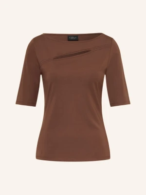 S.Oliver Black Label T-Shirt Z Wycięciem braun CIEMNOBRĄZOWY