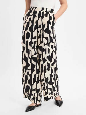 s.Oliver Damskie spodnie materiałowe Kobiety wiskoza czarny|biały wzorzysty,