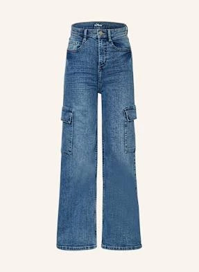 S.Oliver Red Jeansy Bojówki Wide Leg Fit blau