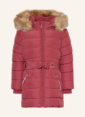 S.Oliver Red Płaszcz Pikowany Ze Sztucznym Futrem pink