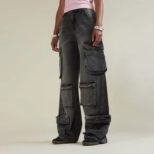 S Star Washed Multi Pocket Cargo Pants, markiSNIPES, Bojówki, w kolorze szary, rozmiar: