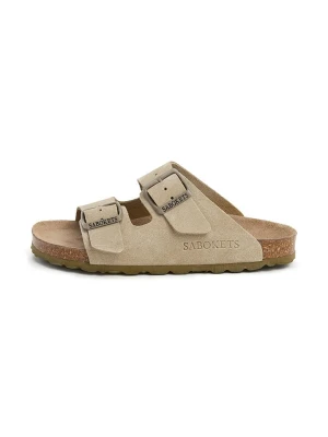 SABOKETS Skórzane klapki w kolorze khaki rozmiar: 34