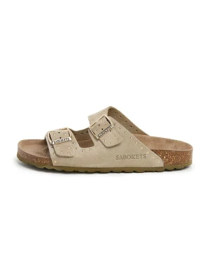 SABOKETS Skórzane klapki w kolorze khaki rozmiar: 38