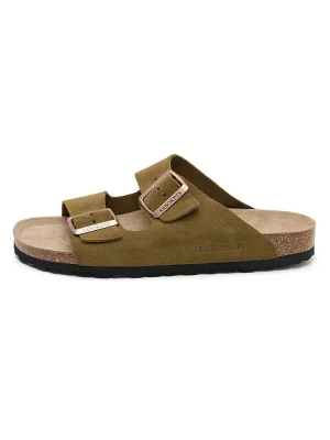 SABOKETS Skórzane klapki w kolorze khaki rozmiar: 40