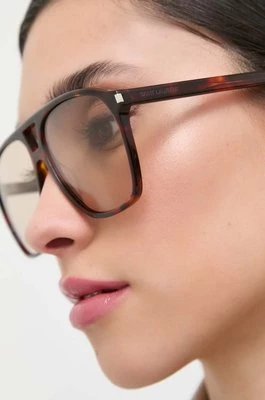 Saint Laurent okulary przeciwsłoneczne damskie kolor brązowy