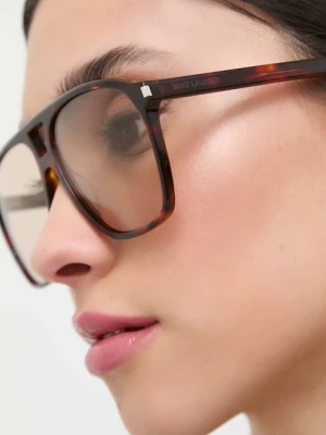 Saint Laurent okulary przeciwsłoneczne damskie kolor brązowy