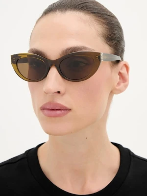 Saint Laurent okulary przeciwsłoneczne damskie kolor brązowy