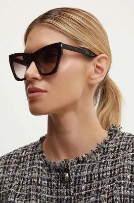 Saint Laurent okulary przeciwsłoneczne damskie kolor brązowy SL 214 KATE