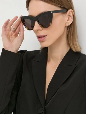 Saint Laurent okulary przeciwsłoneczne damskie kolor brązowy SL 214 KATE