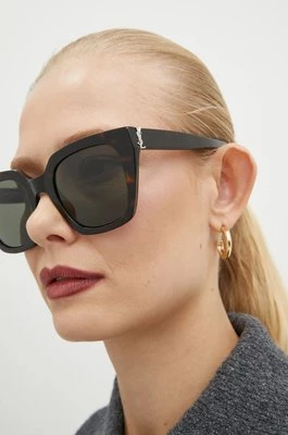 Saint Laurent okulary przeciwsłoneczne damskie kolor brązowy SL M143