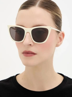 Saint Laurent okulary przeciwsłoneczne KATE THIN damskie kolor beżowy SL 214