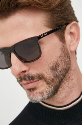 Saint Laurent okulary przeciwsłoneczne męskie kolor brązowy