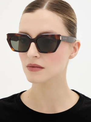 Saint Laurent okulary przeciwsłoneczne PAGE damskie kolor brązowy SL 826
