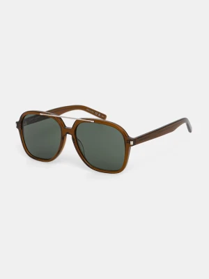 Saint Laurent okulary przeciwsłoneczne pilotki damskie brązowy