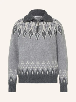 Sainte Mer Sweter Typu Troyer Z Wełną Merynosową grau szary