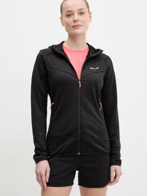 Salewa bluza outdoorowa Puez Altavia damska kolor czarny z kapturem gładka 00.0000029137