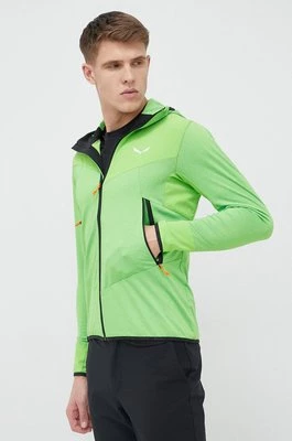 Salewa bluza sportowa Agner Hybrid męska kolor zielony z kapturem wzorzysta 00-0000027371