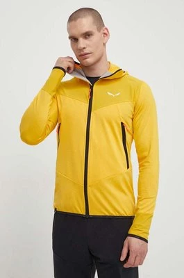 Salewa bluza sportowa Agner Hybrid męska kolor żółty z kapturem wzorzysta 00-0000027371