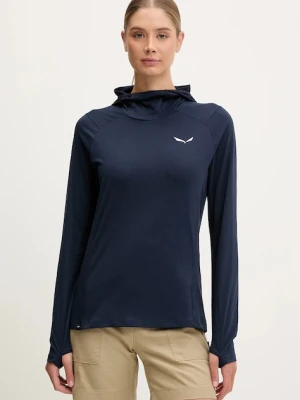 Salewa longsleeve sportowy Puez Sun damska kolor granatowy z półgolfem 00.0000029099