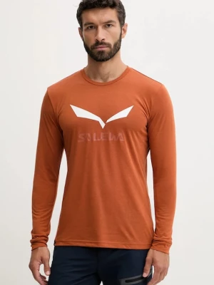 Salewa longsleeve sportowy Solidlogo kolor pomarańczowy z nadrukiem