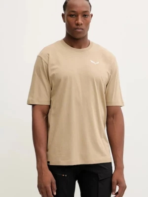 Salewa t-shirt sportowy Eagle Glacier Loose męski kolor beżowy z nadrukiem 00.0000029200