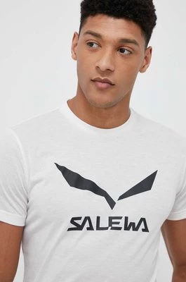 Salewa t-shirt sportowy Solidlogo Dry kolor biały z nadrukiem 00-0000027018