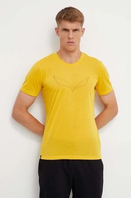 Salewa t-shirt sportowy Pure Eagle Frame Dry kolor żółty z nadrukiem 00-0000028448