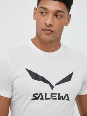 Salewa t-shirt sportowy Solidlogo Dry kolor biały z nadrukiem 00-0000027018