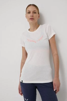 Salewa t-shirt sportowy Solid Dry kolor biały 00-0000027019