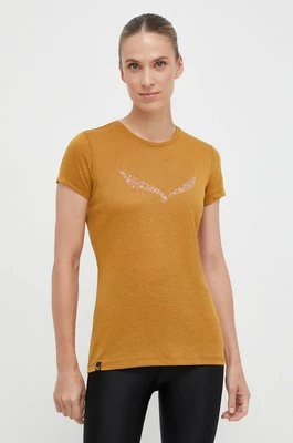 Salewa t-shirt sportowy Solid Dry kolor brązowy 00-0000027019