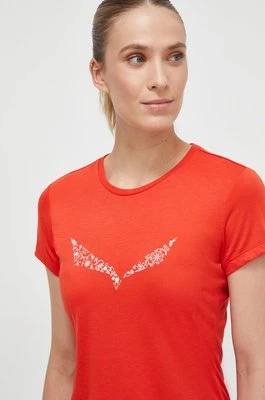 Salewa t-shirt sportowy Solid Dry kolor czerwony 00-0000027019