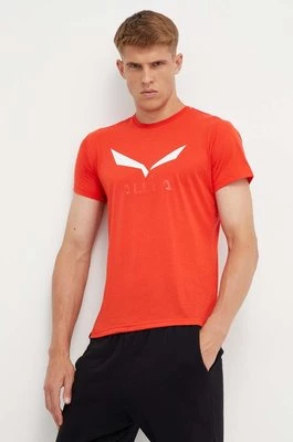 Salewa t-shirt sportowy Solidlogo kolor czerwony z nadrukiem