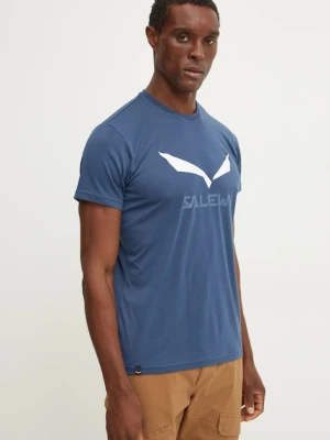 Salewa t-shirt sportowy Solidlogo kolor niebieski z nadrukiem